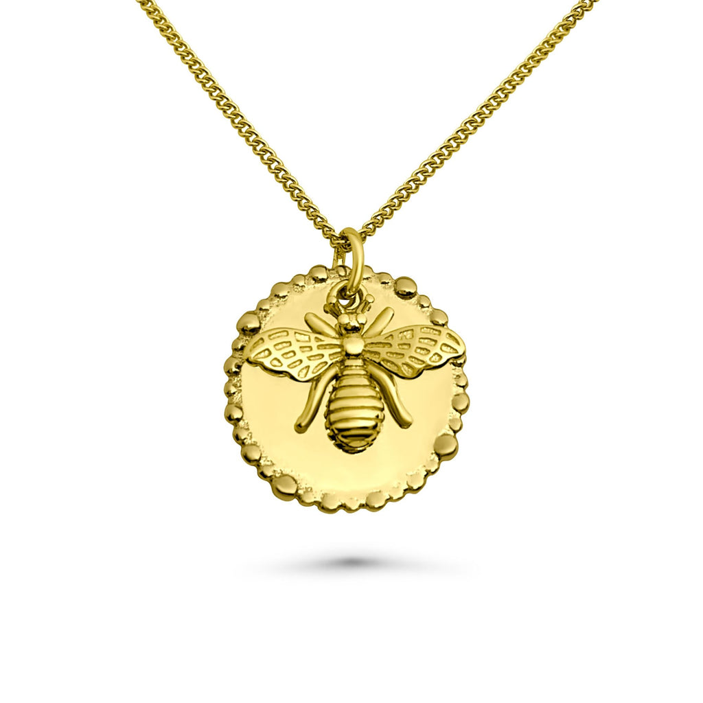 Satinski gold-plated silver coin natural bee pendant