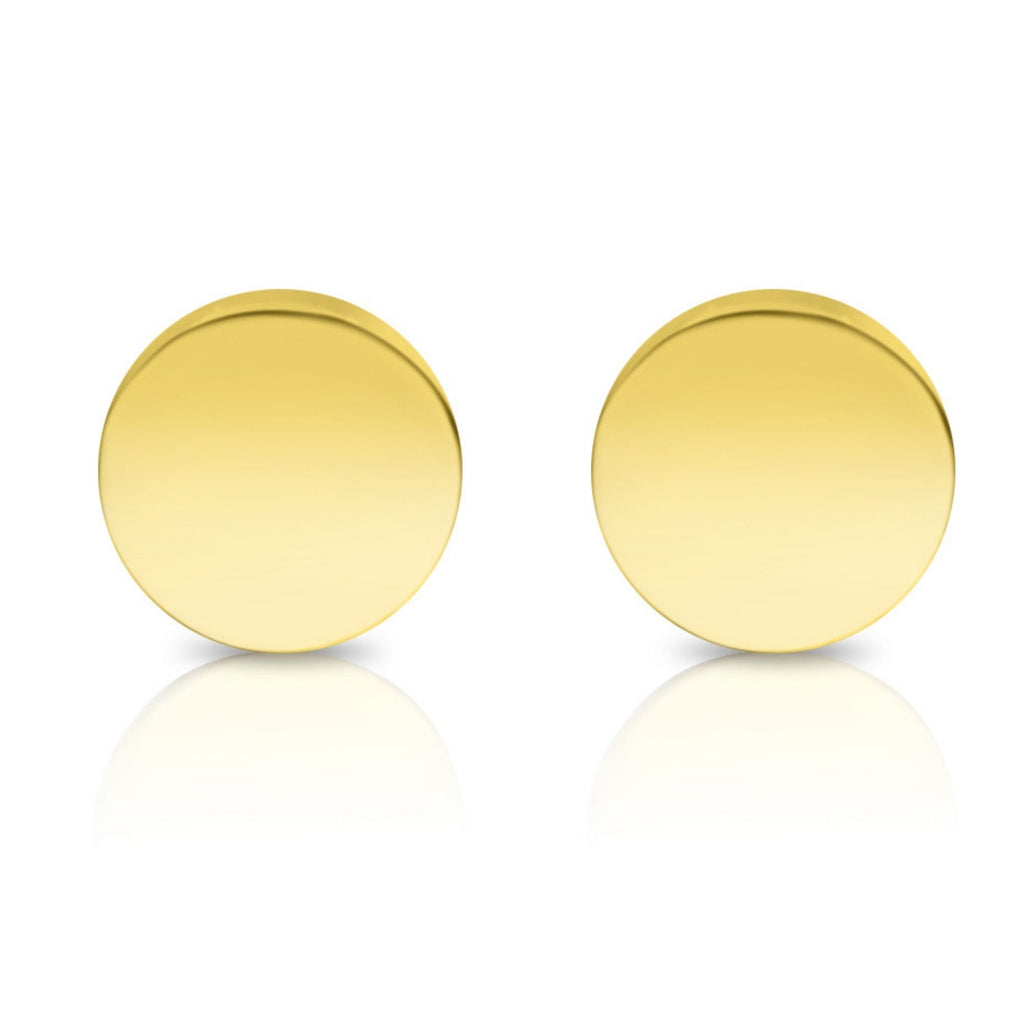 Satinski 14K gold round circle plain stud earrings
