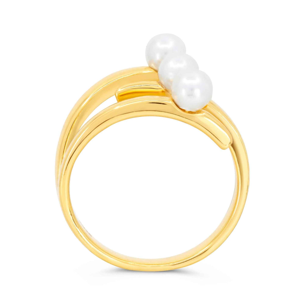 Satinski lacuna claw dainty natural pearl silver resizable stacking ring