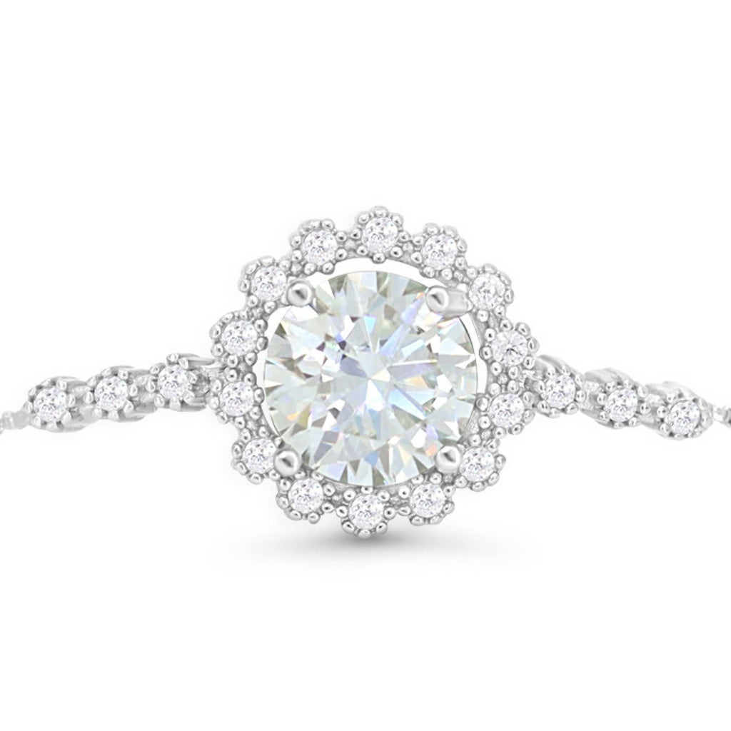 Satinski silver round 1 Carat moissanite flower bracelet