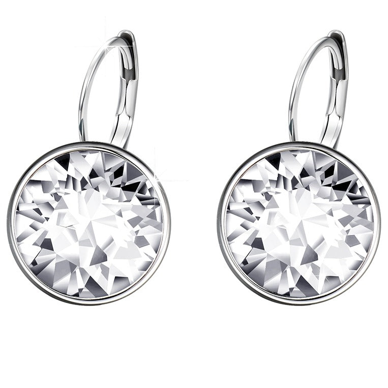 Satinski round Swarovski crystals lever back drop earrings 