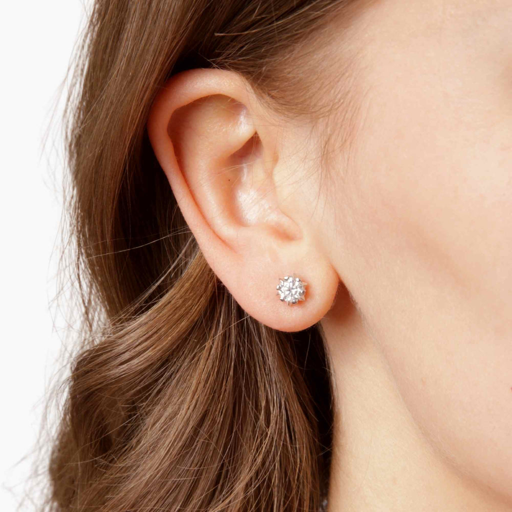 Satinski silver 1 carat moissanite crystal star heart stud earrings