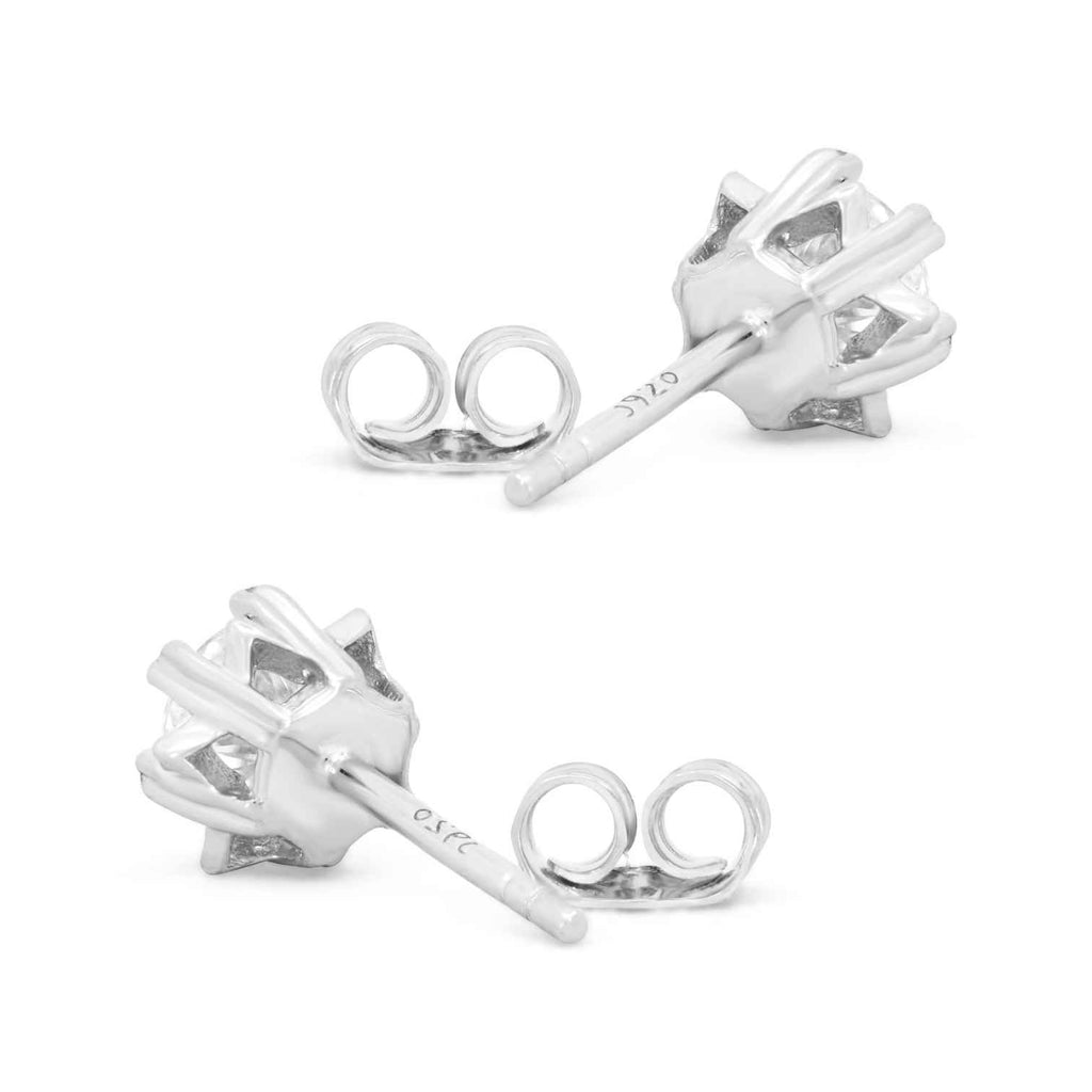 Satinski silver 1 carat moissanite crystal star heart stud earrings