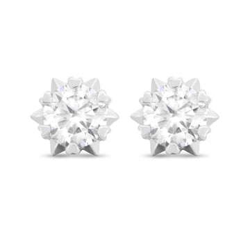 Satinski silver 1 carat moissanite crystal star heart stud earrings