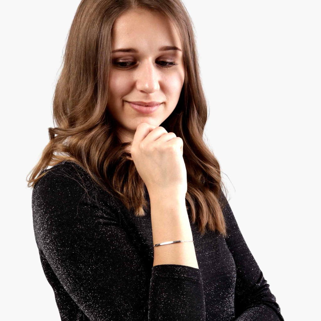 Satinski silver bar dainty bracelet