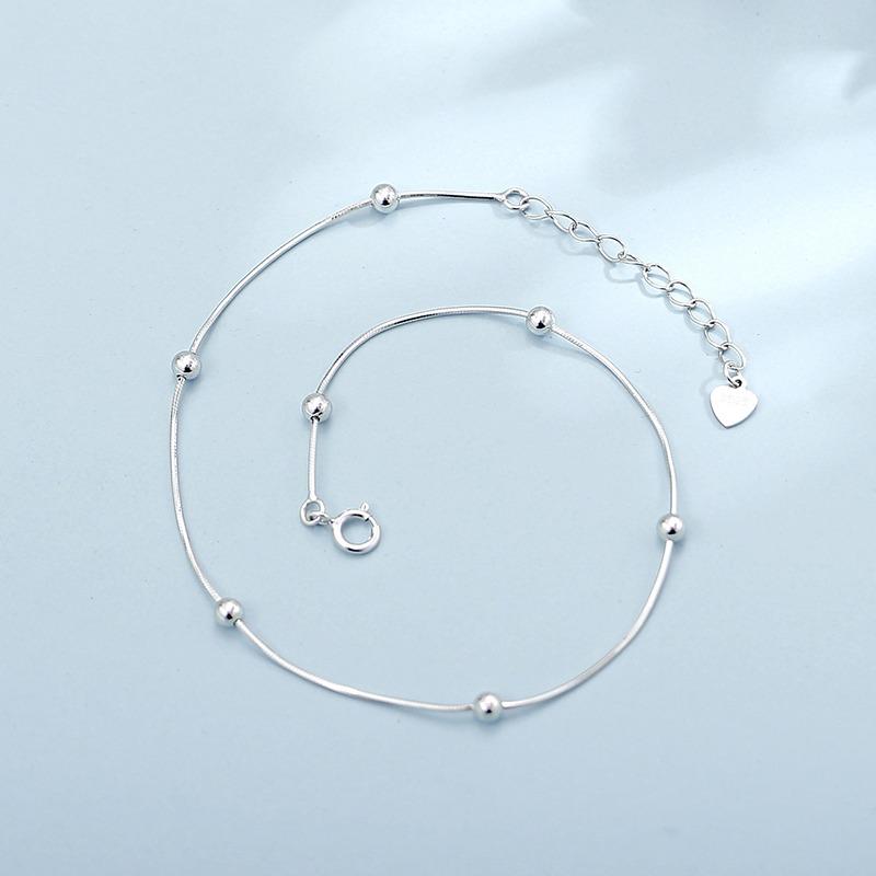 Satinski silver bead anklet
