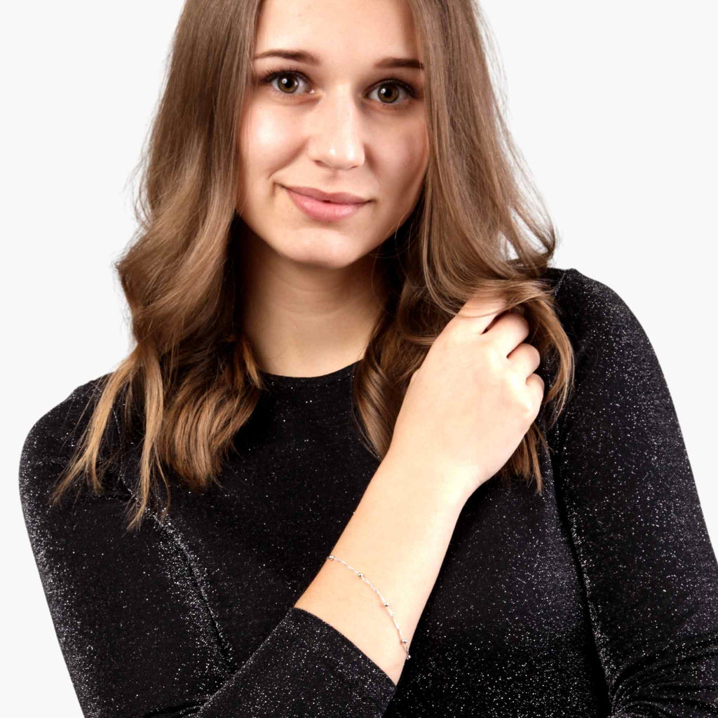 Satinski sterling silver bead singapore chain bracelet