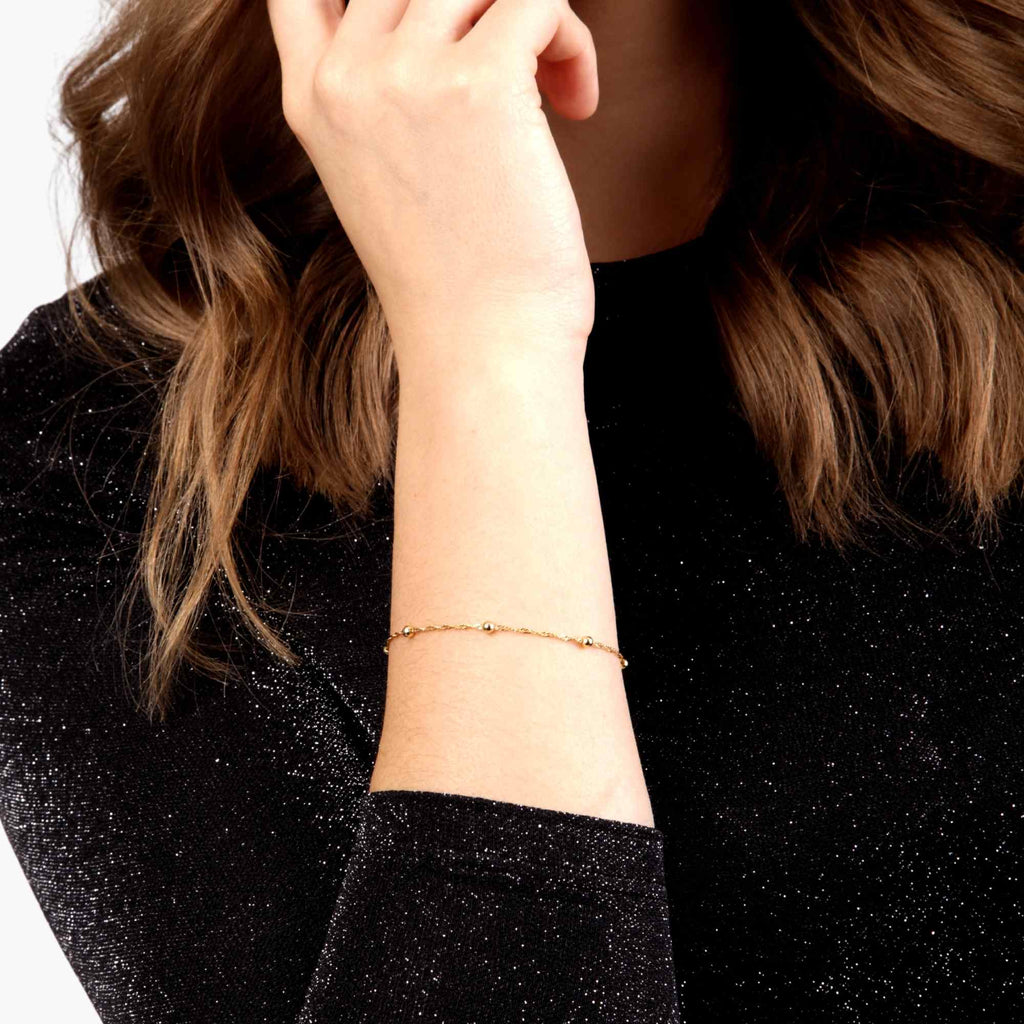 Satinski sterling silver bead singapore chain bracelet