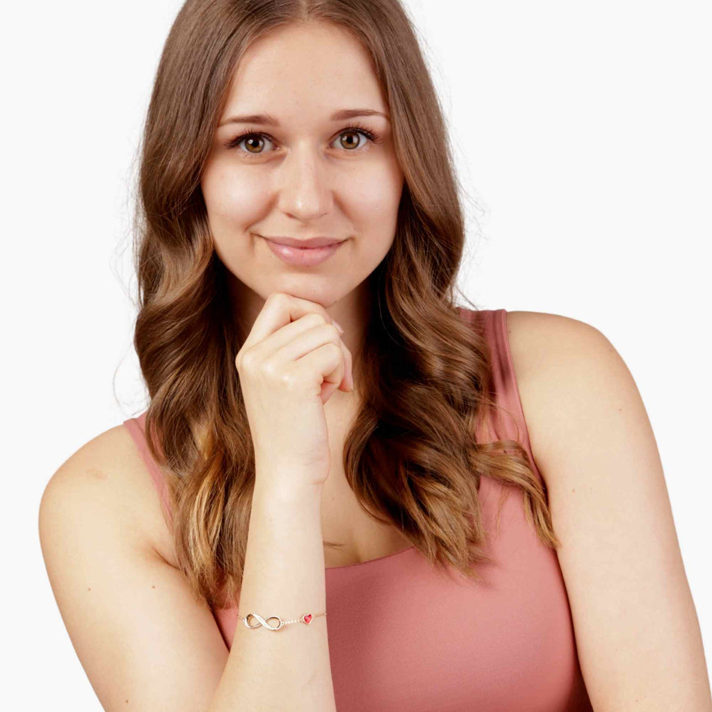 Satinski silver heart & infinity bracelet with Swarovski crystals