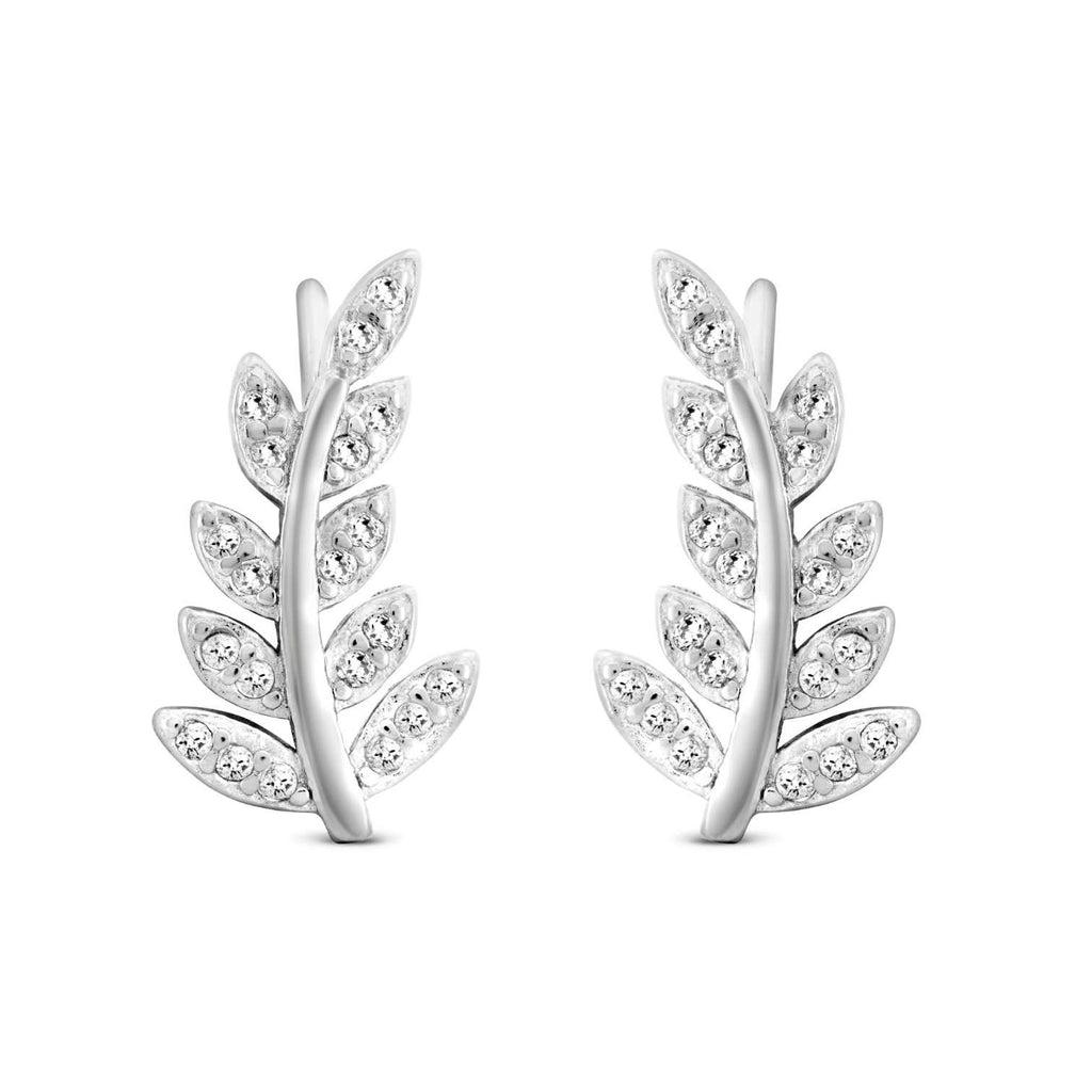 Satinski silver branch tree leaf earrings