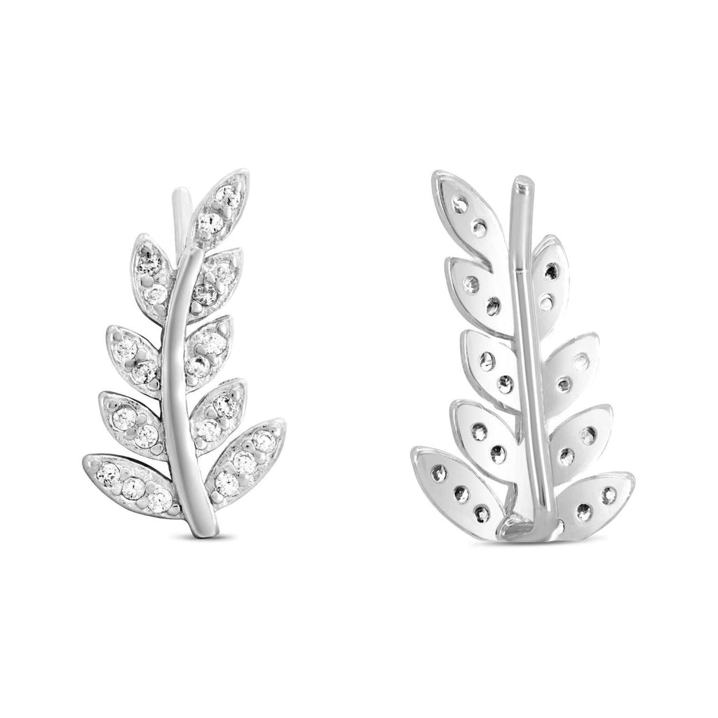 Satinski silver branch tree leaf earrings