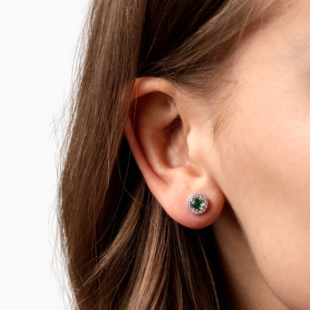 Satinski silver colored crystal stud earrings