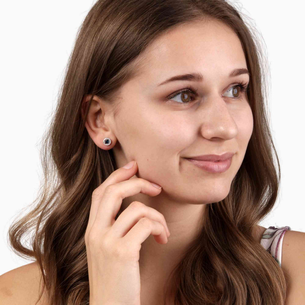 Satinski silver colored crystal stud earrings