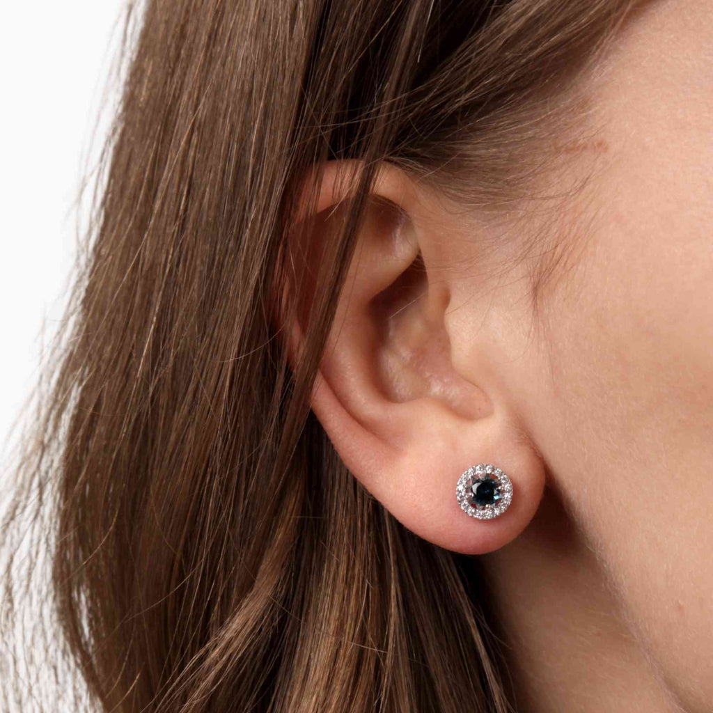 Satinski silver colored crystal stud earrings