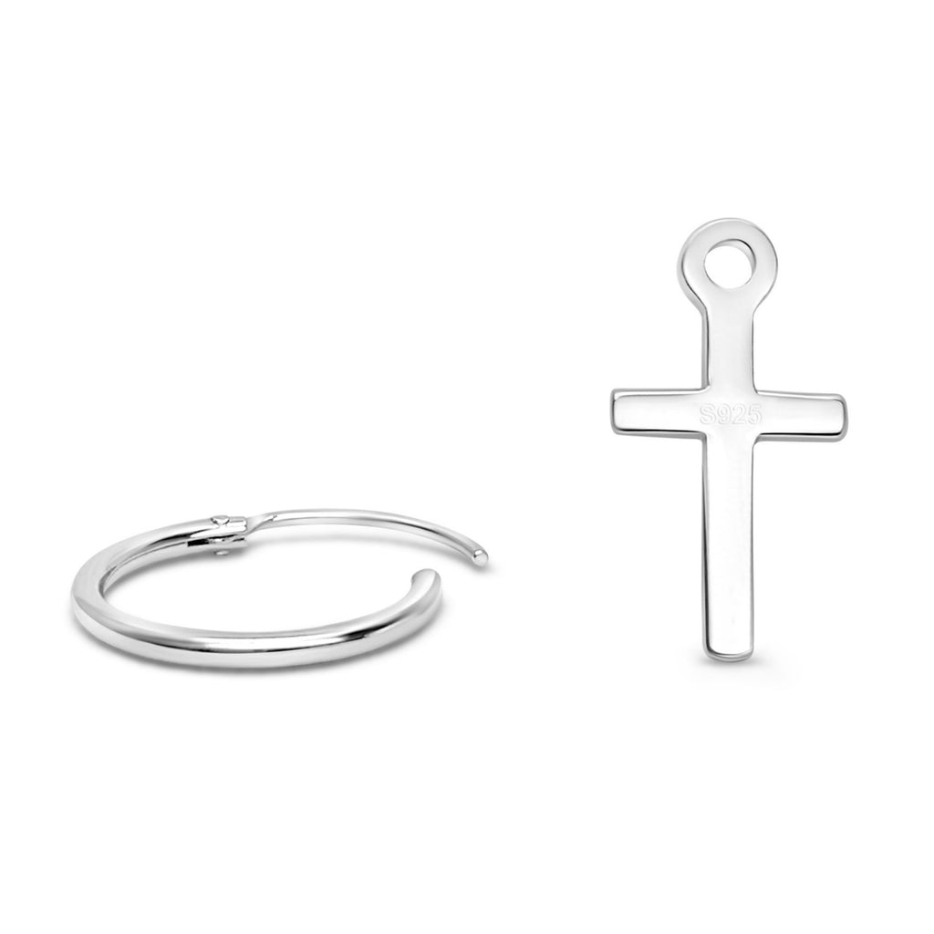 Satinski silver cross dangle earrings