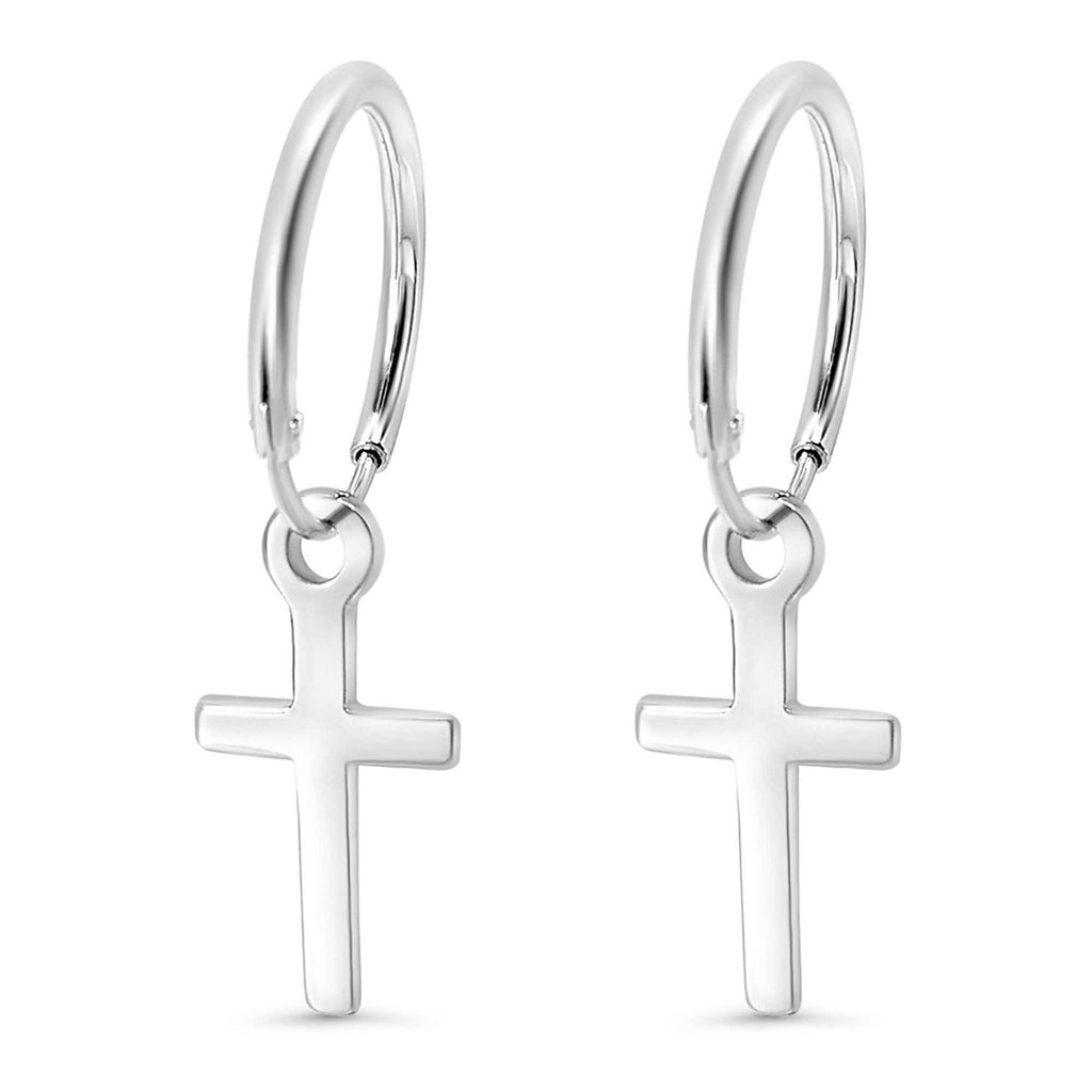 Satinski silver cross dangle earrings
