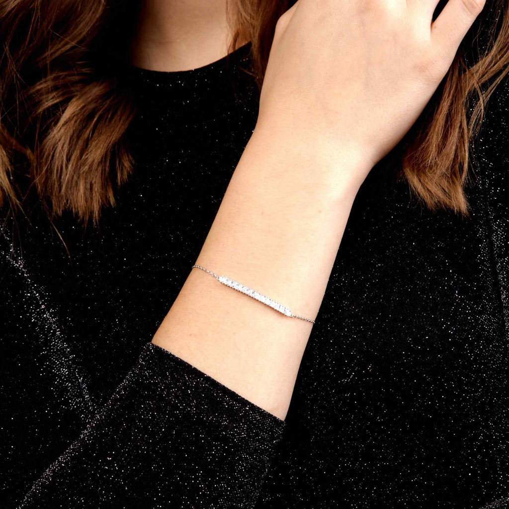 Satinski silver crystal bar bracelet