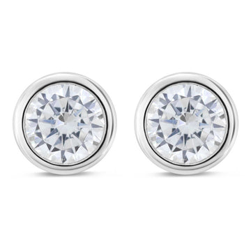 Satinski silver solitaire crystal round stud earrings
