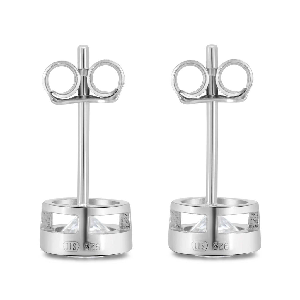 Satinski silver solitaire crystal round stud earrings