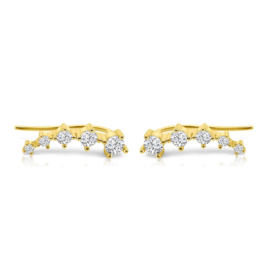 Satinski 18K gold-plated sterling silver five stars cubic zirconia crystal cuff earrings