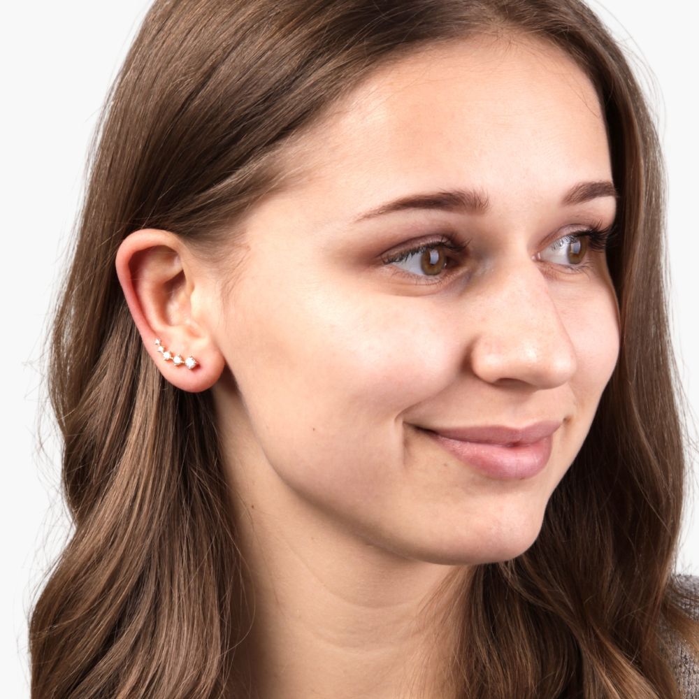 Satinski 18K gold-plated sterling silver five stars cubic zirconia crystal cuff earrings