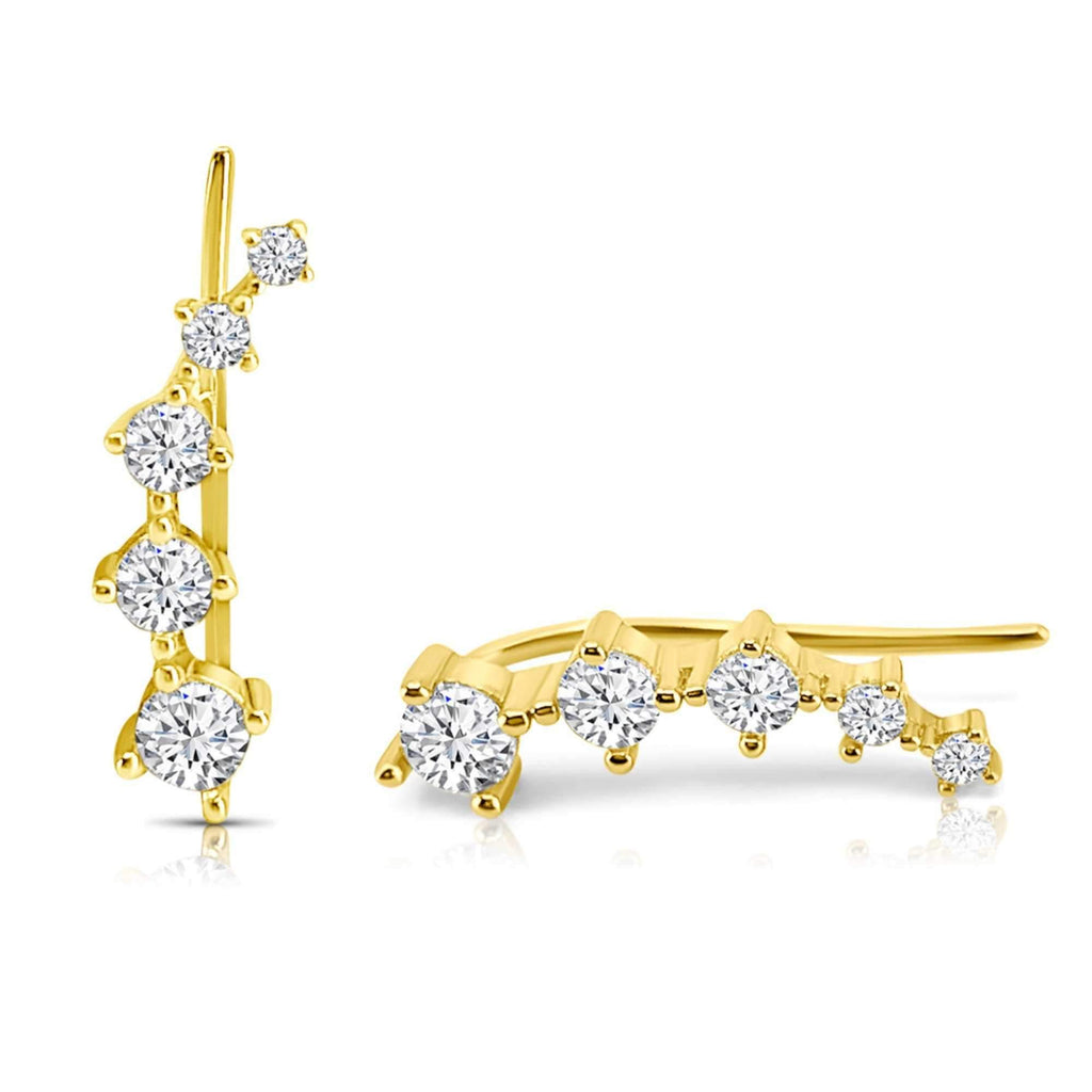 Satinski 18K gold-plated sterling silver five stars cubic zirconia crystal cuff earrings