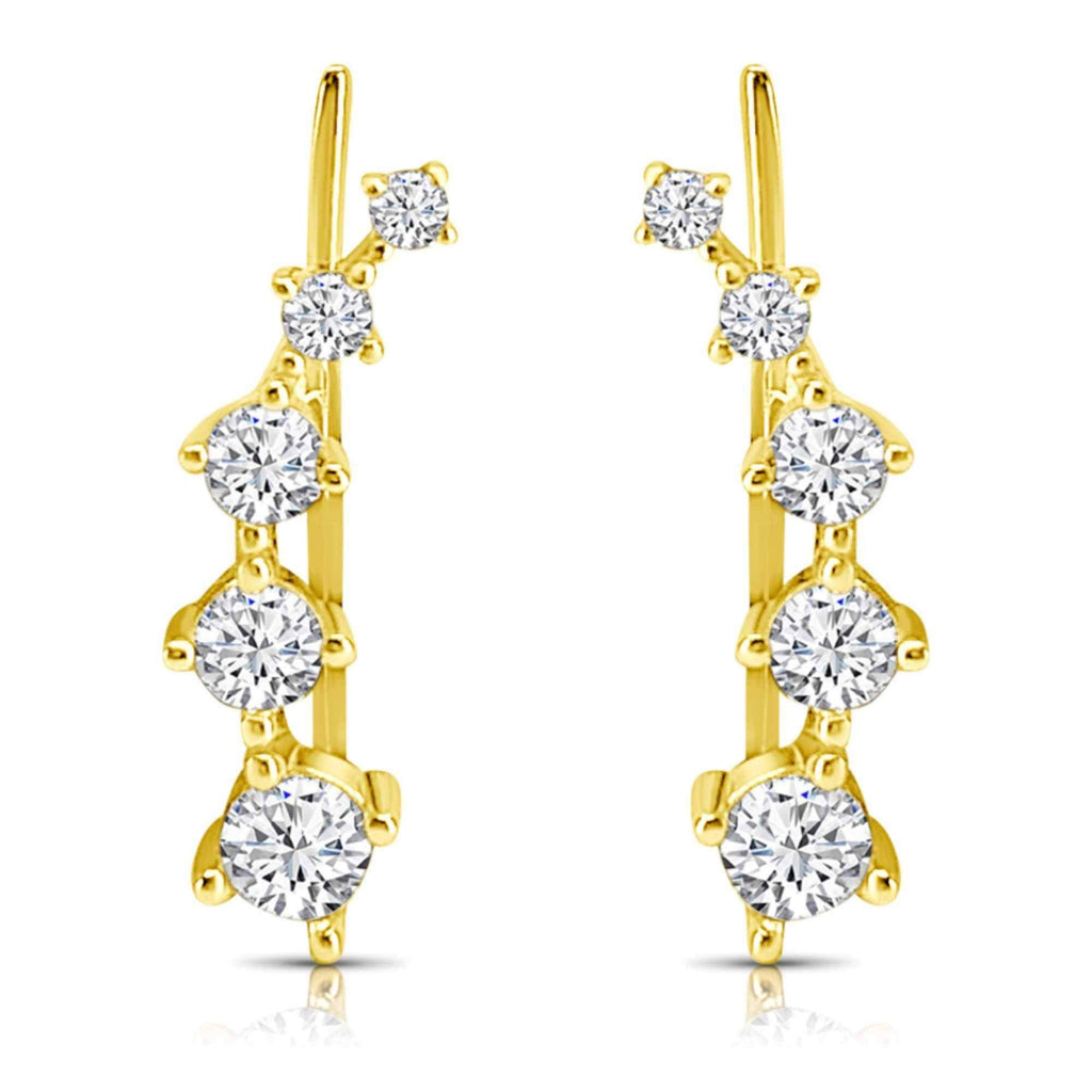 Satinski 18K gold-plated sterling silver five stars cubic zirconia crystal cuff earrings