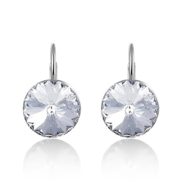 Satinski sterling silver solitaire round cut sparkling crystal earrings