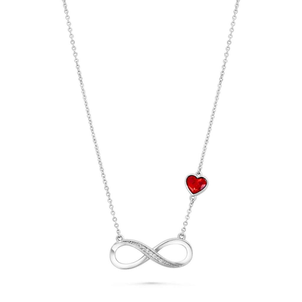 Satinski silver crystal heart & infinity bracelet and necklace set with Swarovski crystals