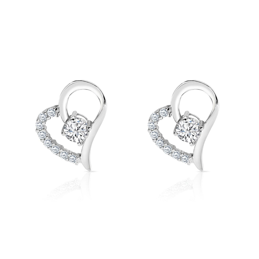 Satinski silver crystal heart earrings necklace set