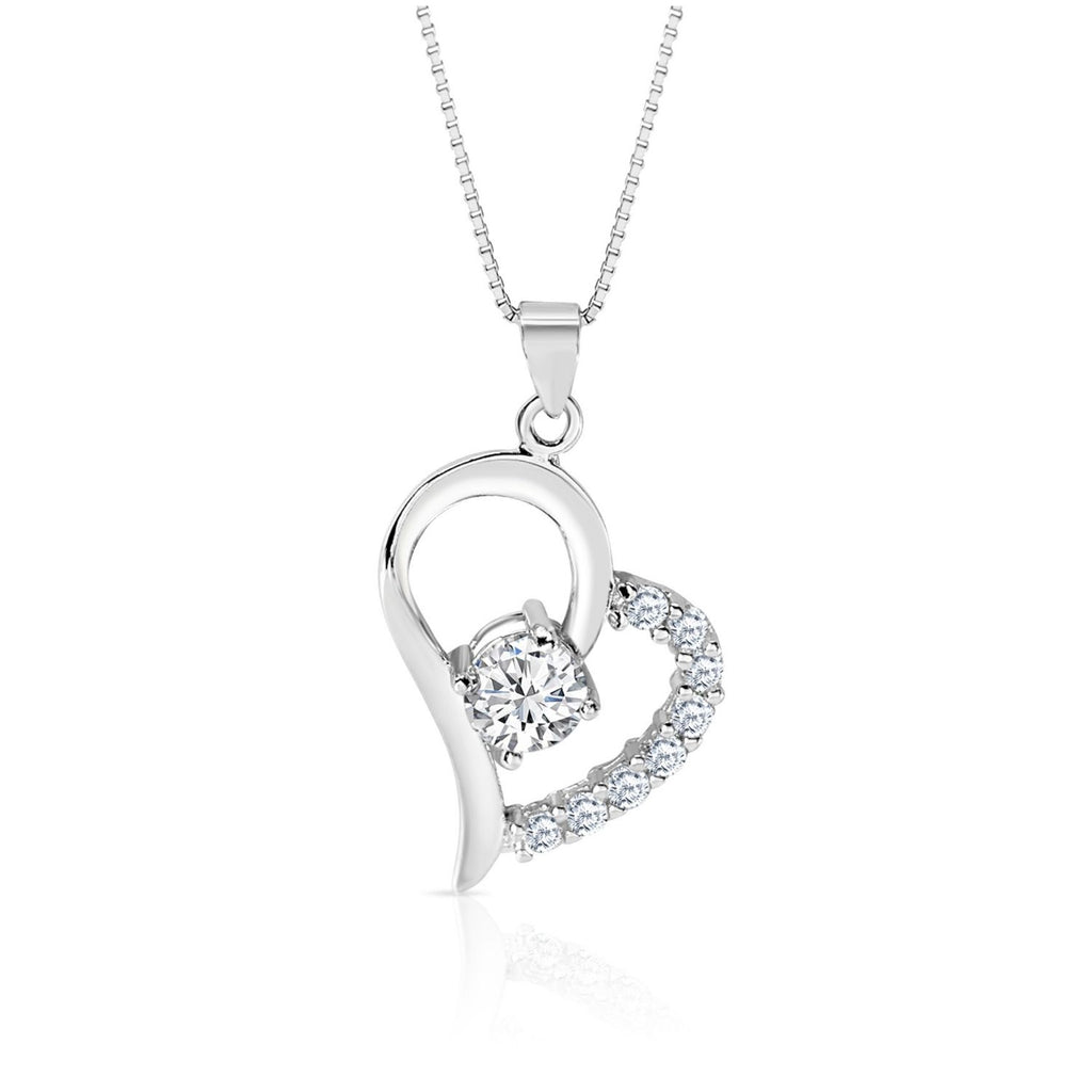 Satinski silver crystal heart earrings necklace set