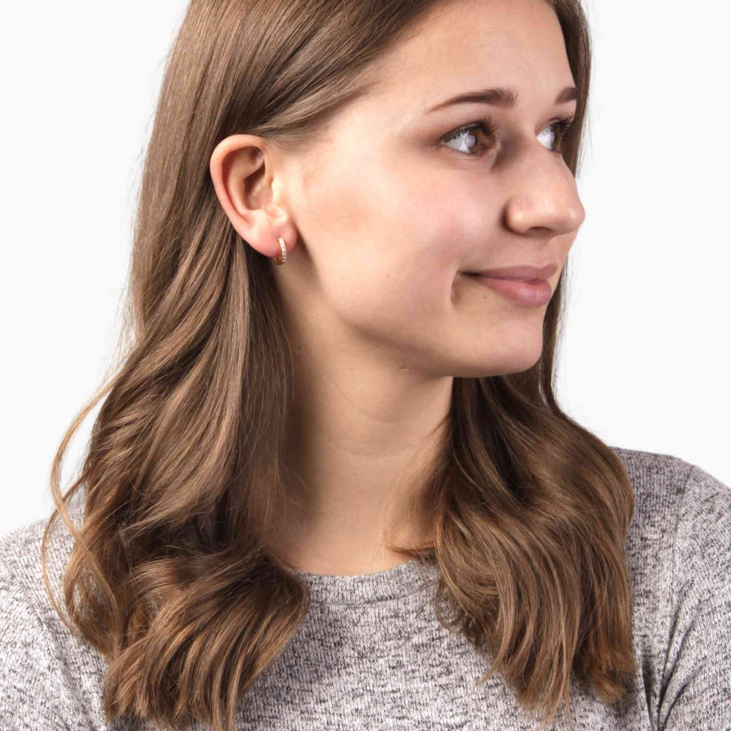 Satinski silver crystal hoop round earrings