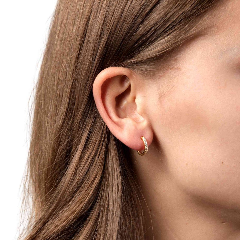 Satinski silver crystal hoop round earrings