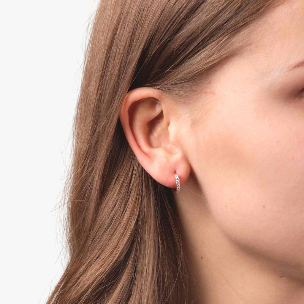 Satinski silver crystal hoop round earrings