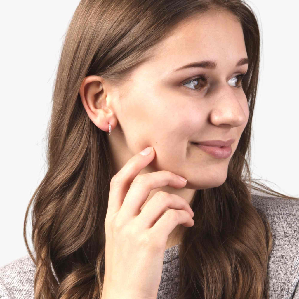 Satinski silver crystal hoop round earrings