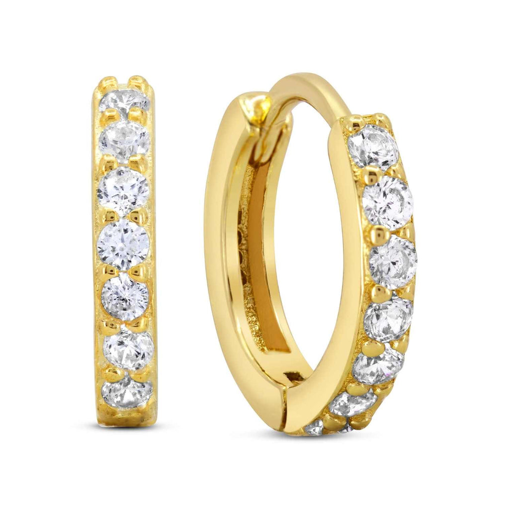 Satinski silver crystal hoop round earrings