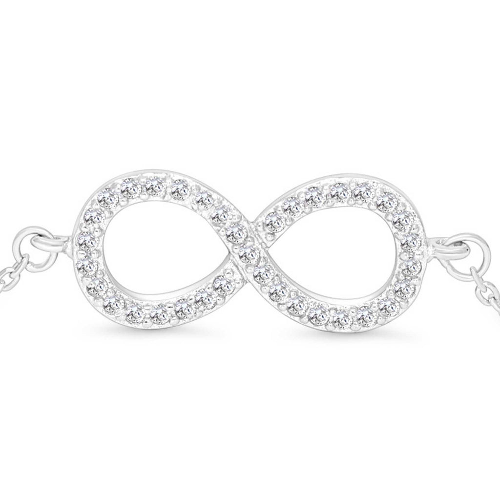 Satinski silver crystal infinity bracelet