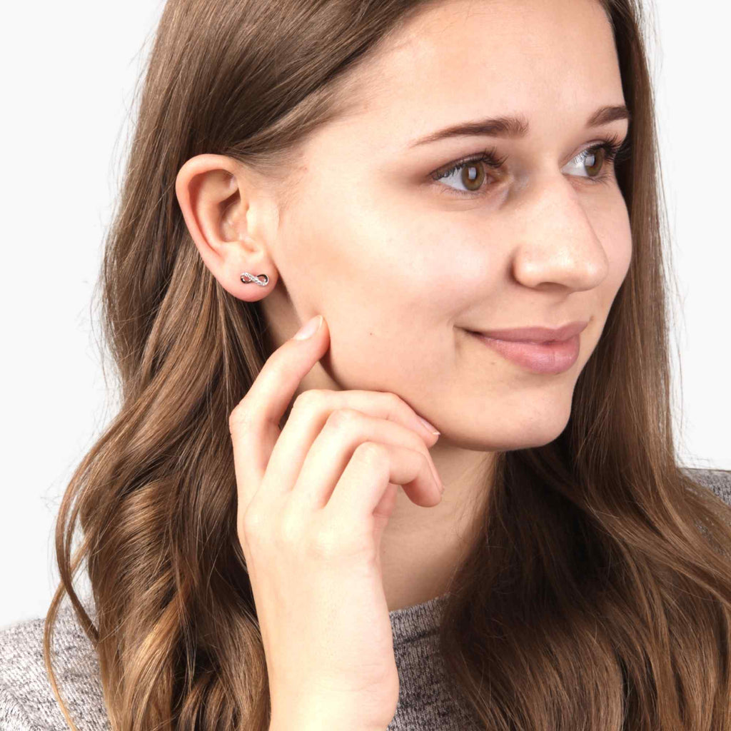 Satinski silver crystal infinity earrings