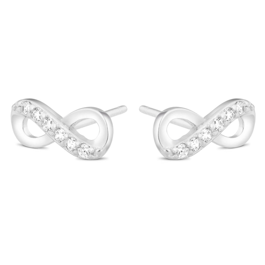 Satinski silver crystal infinity earrings