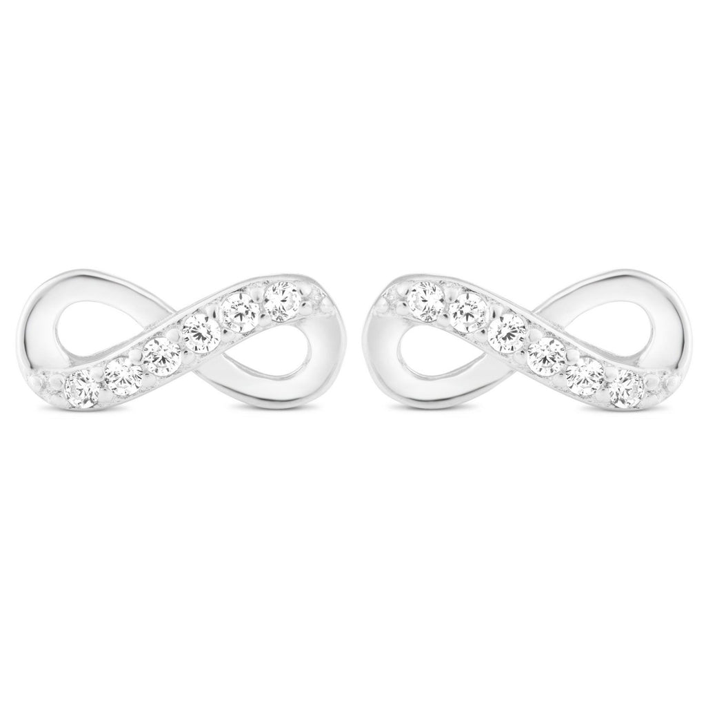 Satinski silver crystal infinity earrings