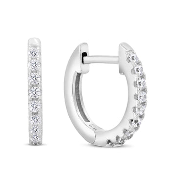 Satinski silver crystal round hoop earrings