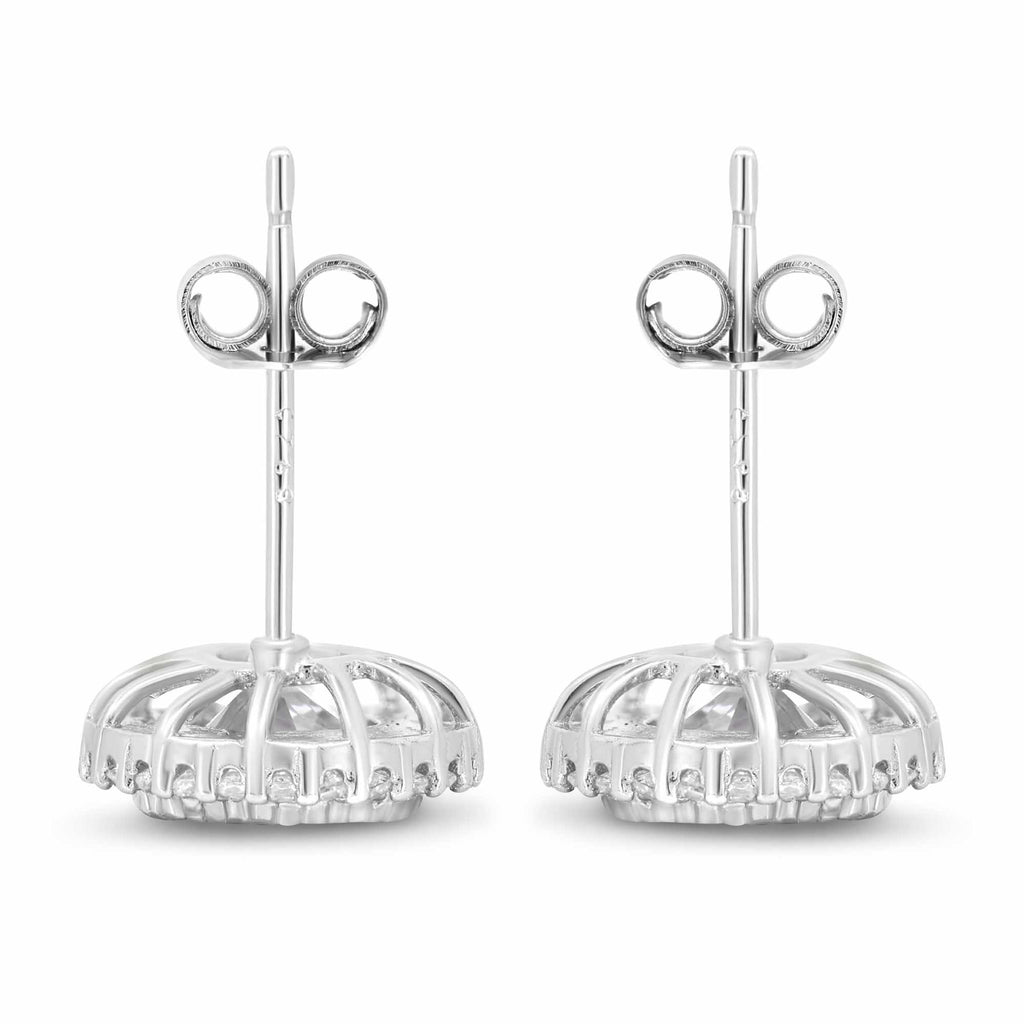 Satinski silver crystal round stud earrings