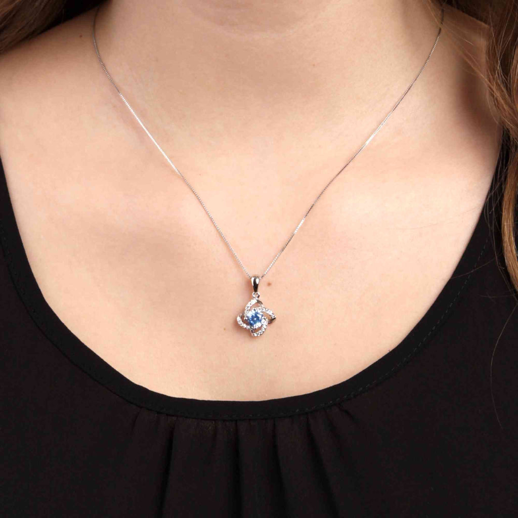 Satinski silver solitaire cloverleaf crystal pave flower pendant necklace