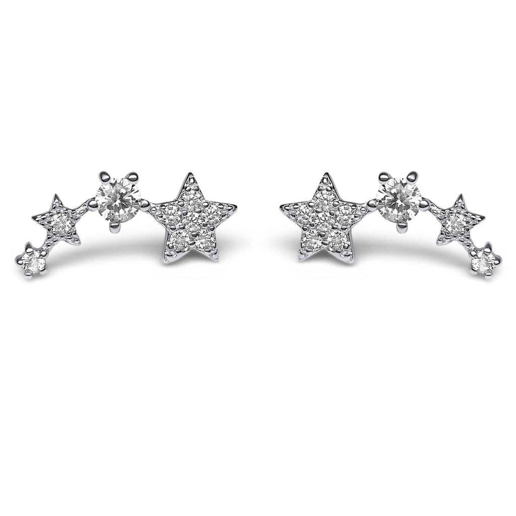 Satinski sterling silver four stars 18K rose gold-plated earrings