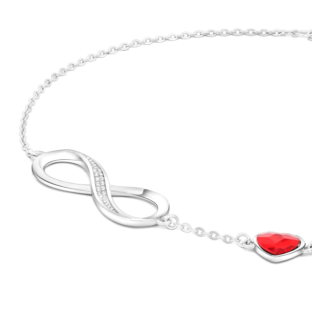 Satinski silver heart & infinity bracelet with Swarovski crystals