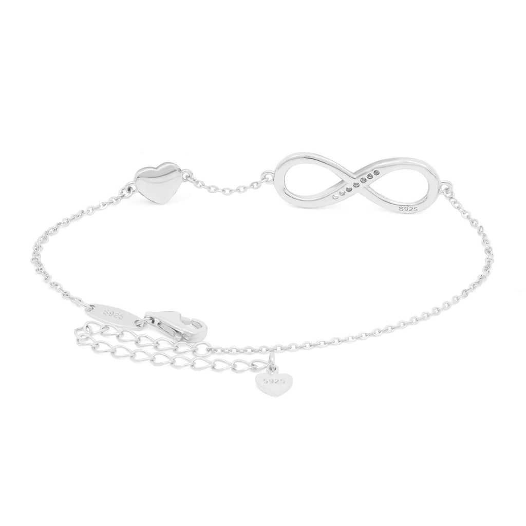 Satinski silver heart & infinity bracelet with Swarovski crystals