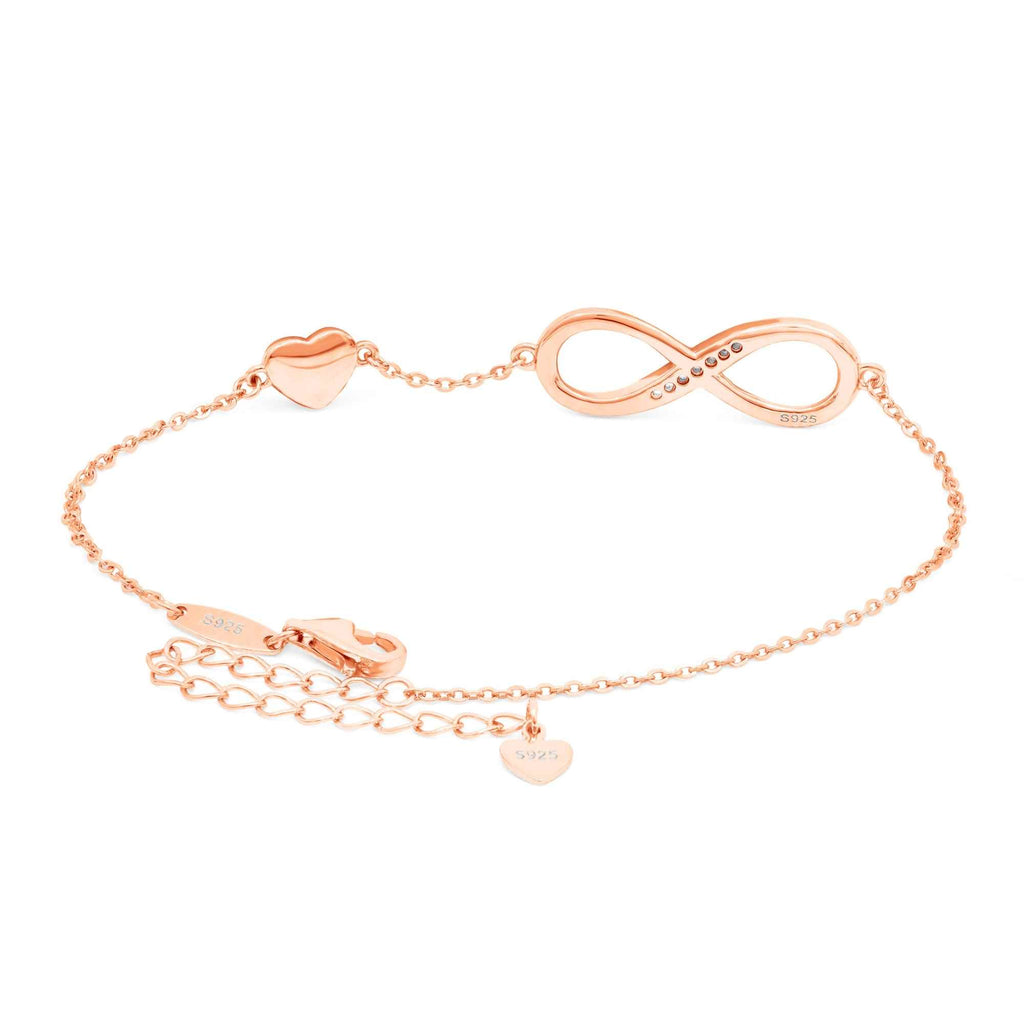 Satinski silver heart & infinity bracelet with Swarovski crystals