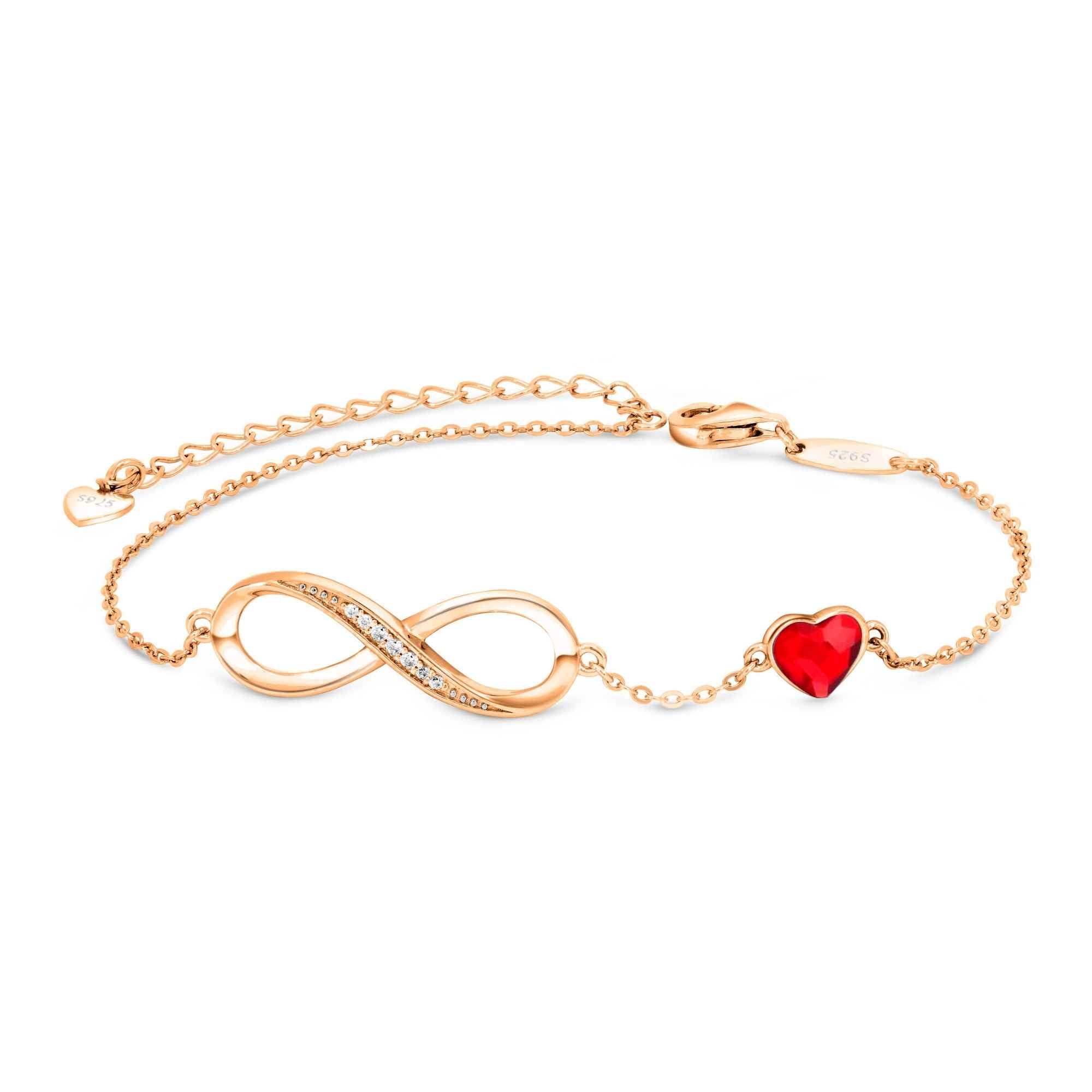 Satinski silver heart infinity bracelet with Swarovski crystals