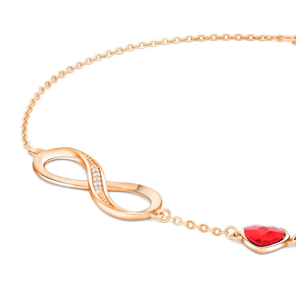 Satinski silver heart & infinity bracelet with Swarovski crystals