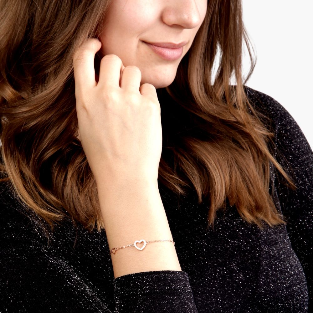 Satinski silver heart love dainty bracelet